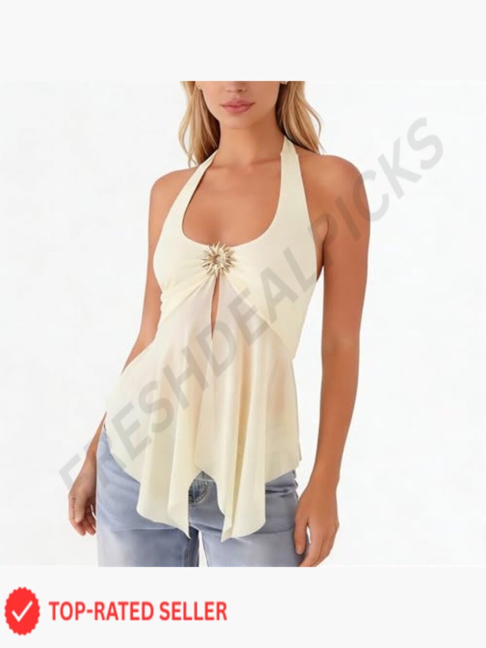 Y2k Sheer Mesh Halter Top Sleeveless Split Hem Tank Tops See Through Backless - Picture 6 of 6
